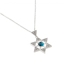 Load image into Gallery viewer, Sterling Silver Rhodium Plated Clear CZ David Star Pendant Necklace