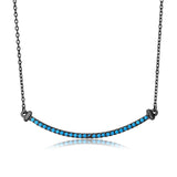 Sterling Silver Black Rhodium Plated Line Turquoise Stone Necklace