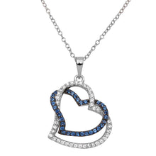 Load image into Gallery viewer, Sterling Silver Rhodium Plated Double Open Heart CZ Necklace