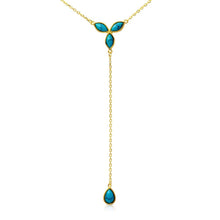 Load image into Gallery viewer, Sterling Silver Gold Plated Hanging Turquoise Pearl Necklace