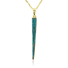 Load image into Gallery viewer, Sterling Silver Gold Plated Ice Pick Pendant with Turquoise Beads Necklace