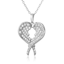 Load image into Gallery viewer, Sterling Silver Rhodium Plated Open Overlapping Broken Heart Necklace