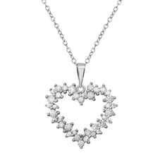Load image into Gallery viewer, Sterling Silver Rhodium Plated Multi CZ Open Heart Necklace
