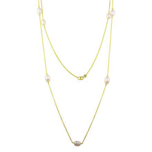 Load image into Gallery viewer, Sterling Silver Gold Plated Fresh Water Pearls Necklace