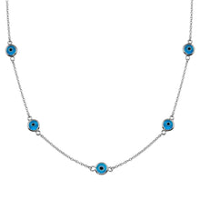 Load image into Gallery viewer, Sterling Silver Rhodium Plated Evil Eye by the Yard Necklace