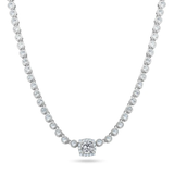 Sterling Silver Rhodium Plated Bubble Tennis CZ Clear Center Stone Necklace