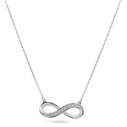 Sterling Silver Rhodium Plated Diamond Infinity Design Necklaces