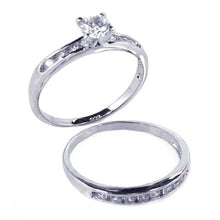 Load image into Gallery viewer, Sterling Silver Rhodium Plated Clear CZ Bridal Ring Set