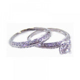 Sterling Silver Rhodium Plated Clear CZ Bridal Ring Set