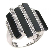 Load image into Gallery viewer, Sterling Silver Fashionable Multi Black Onyx and Paved Czs Bar Design Ring with Ring Dimensions of 21MMx23MM