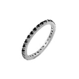 Sterling Silver Rhodium Plated  Inlay Eternity Rings With Black CZAnd Dimensions 2mmAnd Width 1mm