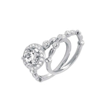 Load image into Gallery viewer, Sterling Silver Rhodium Plated Clear Round Cluster and Center CZ Bridal Ring Set