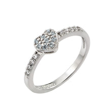 Load image into Gallery viewer, Sterling Silver Rhodium Plated Clear Inlay CZ March Birthstone Heart Ring