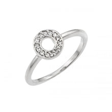 Load image into Gallery viewer, Sterling Silver Rhodium Plated Pave Set Clear CZ Open Circle Ring
