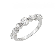 Load image into Gallery viewer, Sterling Silver Rhodium Plated Clear Round 7 Stone Set CZ Row Ring