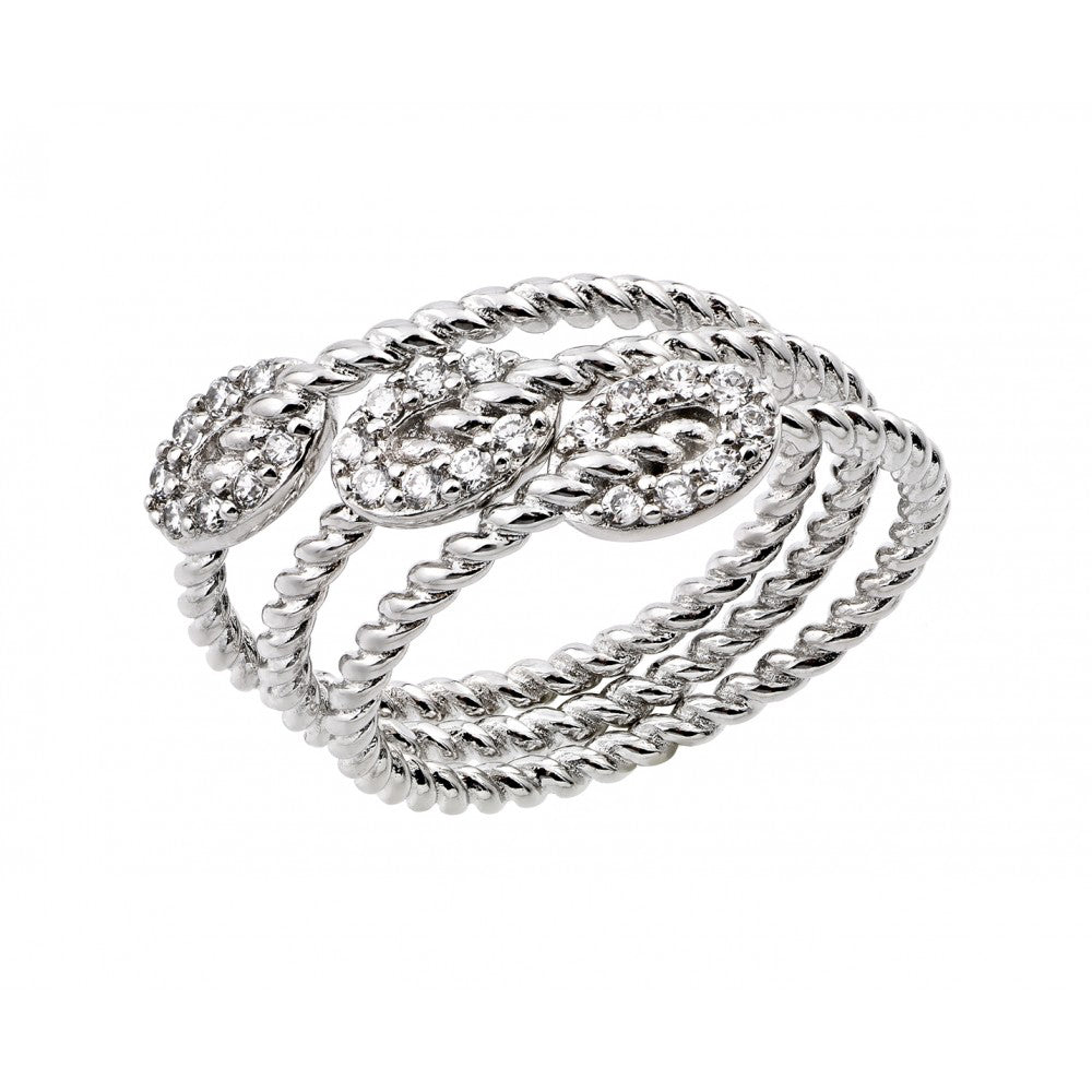 Sterling Silver Rhodium Plated Rope Oval Ring