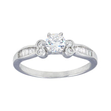 Load image into Gallery viewer, Sterling Silver Rhodium Plated Baguette Shank CZ Bridal Ring