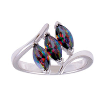 Load image into Gallery viewer, Sterling Silver Rhodium Plated 3 Oval Mystic Topaz CZ Ring