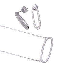 Load image into Gallery viewer, Sterling Silver Rhodium Plated Open Oval CZ Set