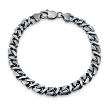 Load image into Gallery viewer, Sterling Silver 7mm Gun Metal Plated Dollar Cuban Bracelet-8.25&quot; long
