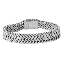 Load image into Gallery viewer, Sterling Silver Rhodium Plated Mens Zigzag Hip Hop Bracelet Length-8.5inches