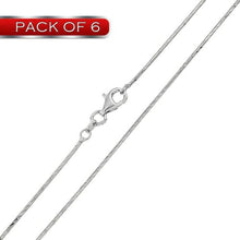 Load image into Gallery viewer, Pack of 6 Sterling Silver Rhodium Plated Twisted DC Round Snake 020 Chain