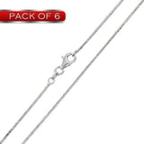 Pack of 6 Sterling Silver Rhodium Plated Twisted DC Round Snake 020 Chain