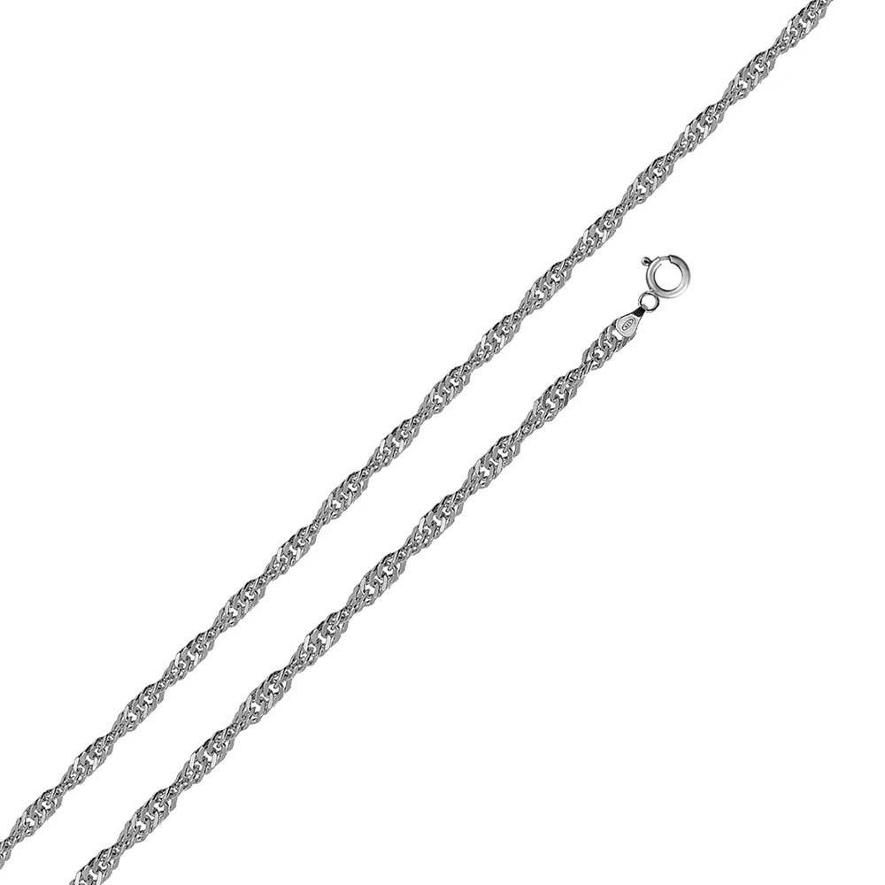 Italian Sterling Silver Rhodium Plated Singapore Chain 020-1.2 MM with Spring Clasp Closure