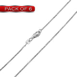 Pack of 6 Sterling Silver Rhodium Plated Round 4DC Snake 1mm-025 Chain with Spring Clasp