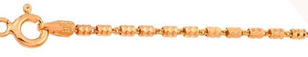 Italian Sterling Silver Rose Gold Plated Diamond Cut Close Tube Chain 030-1.3 mm with Spring Clasp Closure