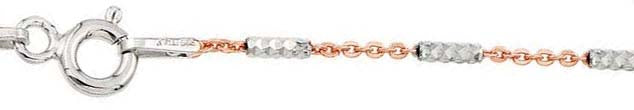 Italian Sterling Silver Rose Gold Plated Diamond Cut Tube Brite P/W Chain 030-1.3 mm with Spring Clasp Closure