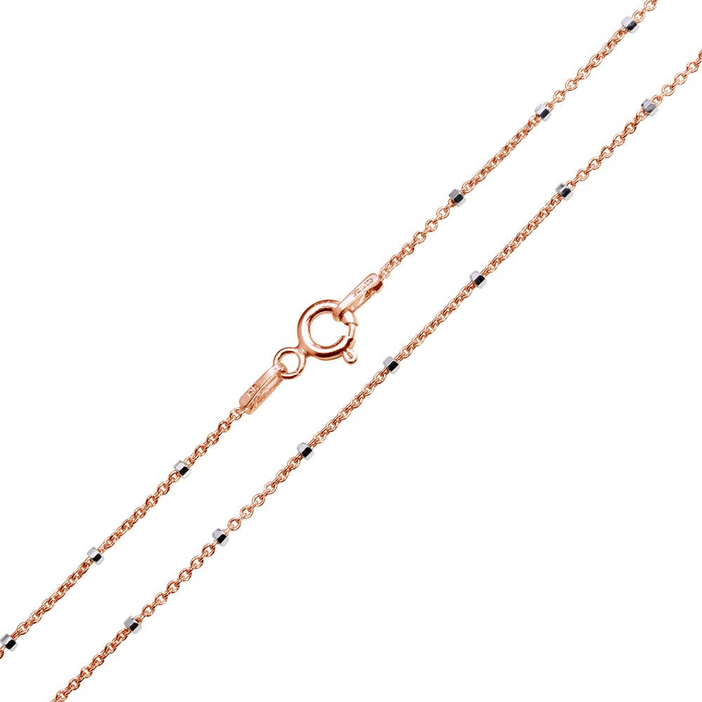 Sterling Silver Rose Gold Plated Diamond Cut 1.4mm Beaded Chains