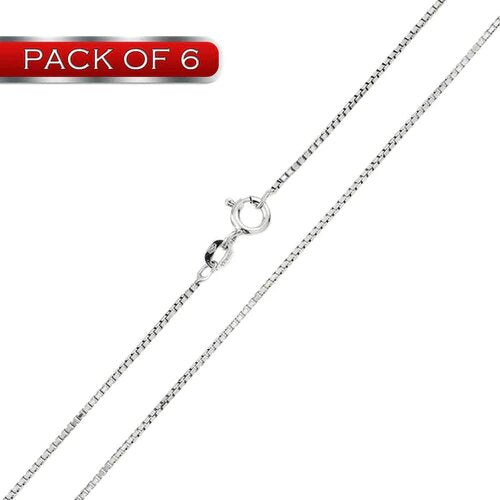 925 Sterling Silver Box Rhodium Adjustable 1mm Chain Silver 