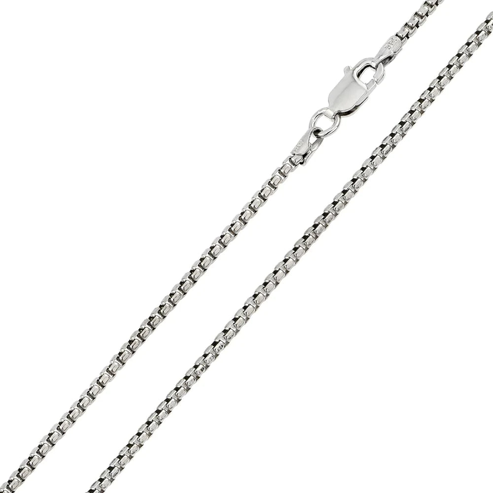 Sterling Silver Rhodium Plated Round Box 3.3mm-060 Chain