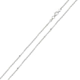 Italian Sterling Silver Rhodium Plated Diamond Cut Edge Rolo Chain 050-1.7 MM with Lobster Clasp Closure
