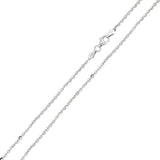 Italian Sterling Silver Rhodium Plated Diamond Cut Edge Rolo Chain 060-2 MM with Lobster Clasp Closure