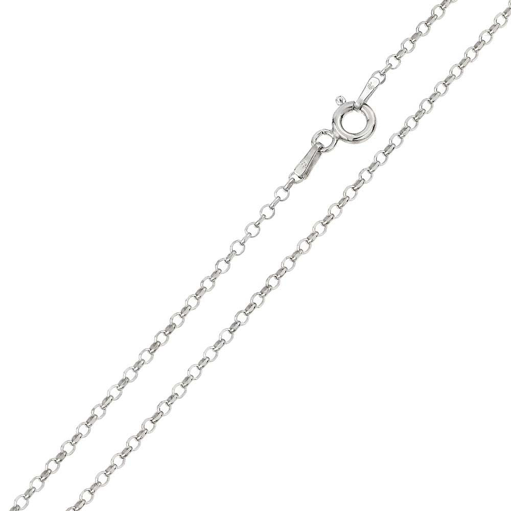 Italian Sterling Silver Rhodium Plated Diamond Cut Rolo Flat Chain 030-2 MM with Spring Clasp Closure