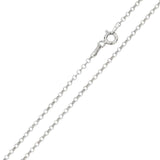 Italian Sterling Silver Rhodium Plated Diamond Cut Rolo Flat Chain 030-2 MM with Spring Clasp Closure