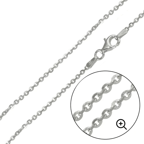 Sterling Silver Rhodium Plated Brillantina Diamond Cut 050 Chain Bracelet-3mm