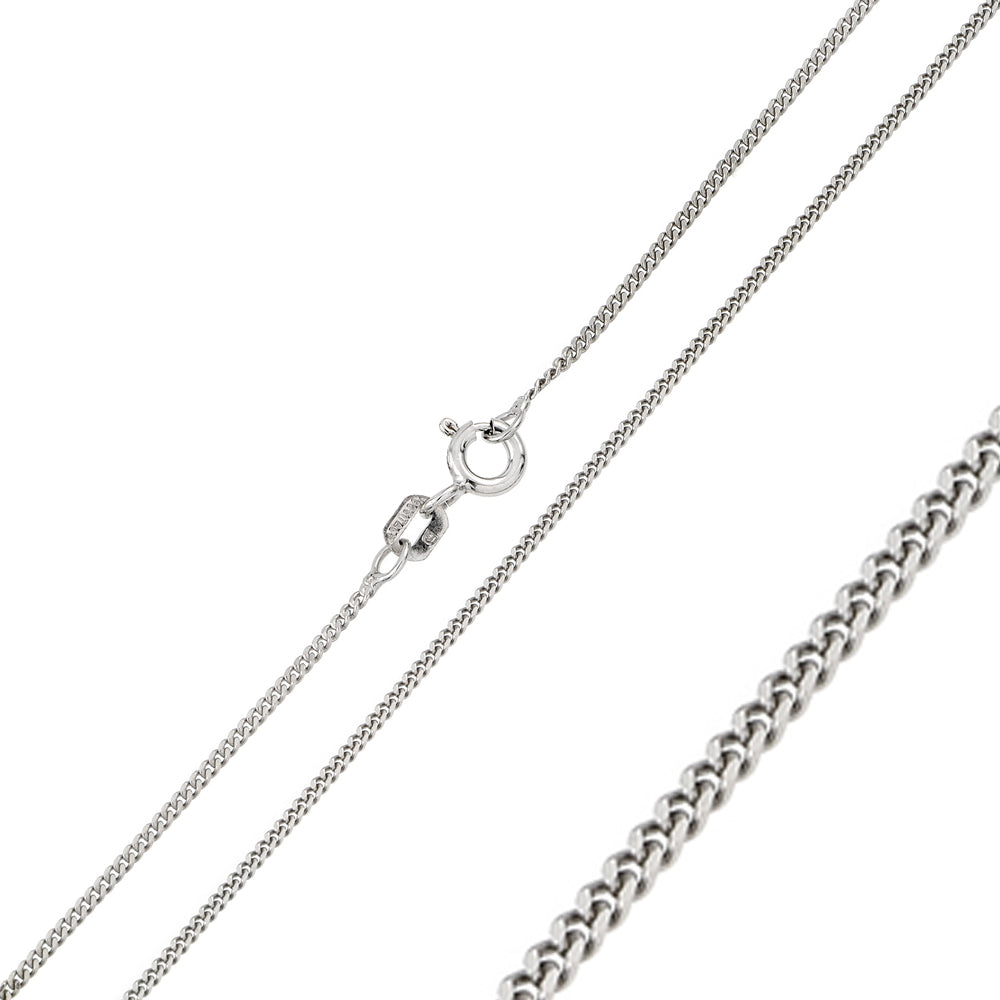 Sterling Silver Rhodium Plated curb 1.2mm-035 Chain