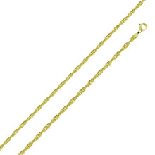 Load image into Gallery viewer, Italian Sterling Silver Gold Plated Singapore Chain 015- 1 MM with Spring Clasp Closure