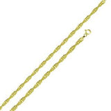 Italian Sterling Silver Gold Plated Singapore Chain 025- 1.5 MM with Spring Clasp Closure