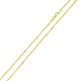 Italian Sterling Silver Gold Plated Edge Cut Rolo Chain 040-1.4 MM with Lobster Clasp Closure