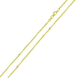 Italian Sterling Silver Gold Plated Edge Cut Rolo Chain 050-1.8 MM with Lobster Clasp Closure