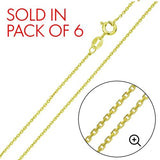 Pack of 6 Italian Sterling Silver Gold Plated Diamond Cut Anchor Chain 035-1.35 MM with Spring Clasp Closure