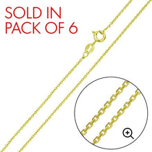 Load image into Gallery viewer, Pack of 6 Italian Solid Sterling Silver Yellow Gold Plated Anchor Chain 025 - 0.9MM Luxurious Nickel Free Necklace with Spring Ring Clasp Closure