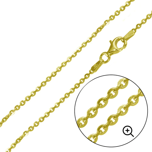 Sterling Silver Gold Plated Brillantina Diamond Cut 050-2.1mm Chain Bracelet