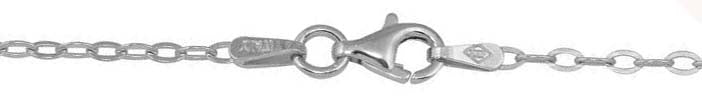 Sterling Silver Rhodium Plated Oval Flat Link 4.7mm-100 Chain with Spring Clasp Closure