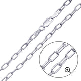 Sterling Silver Rhodium Plated 4mm Oval Paperclip Link Chain