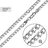 Sterling Silver Curb 6.1mm Diamond Cut Chain